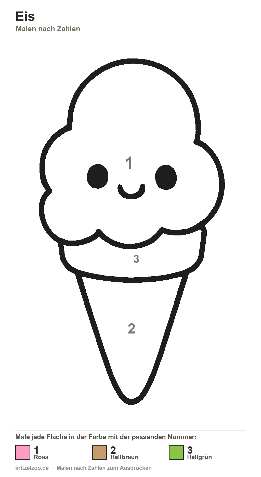 Eis Malen nach Zahlen Vorlage