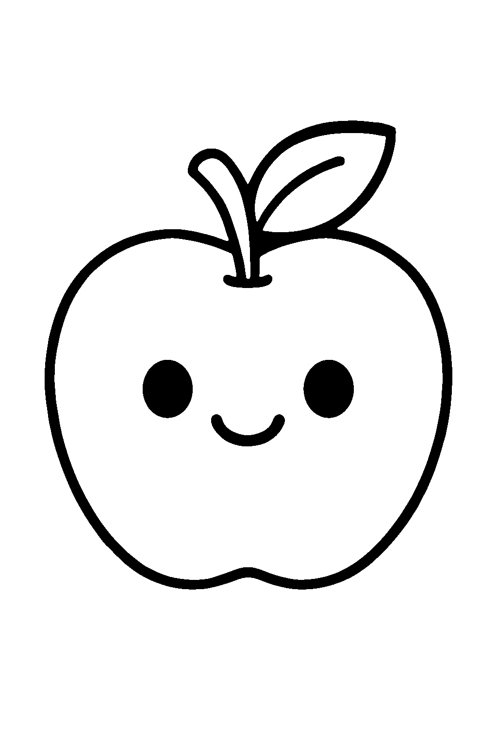 Ausmalbild Obst: einfache schwarz-weiße Linienzeichnung zum Ausdrucken und Ausmalen (Variante 2)