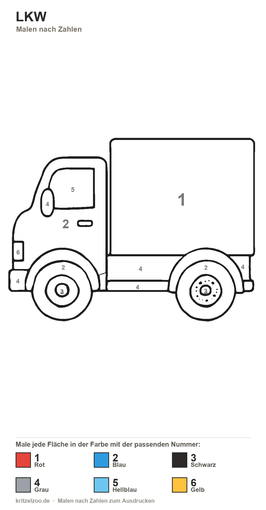 LKW Malen nach Zahlen Vorlage