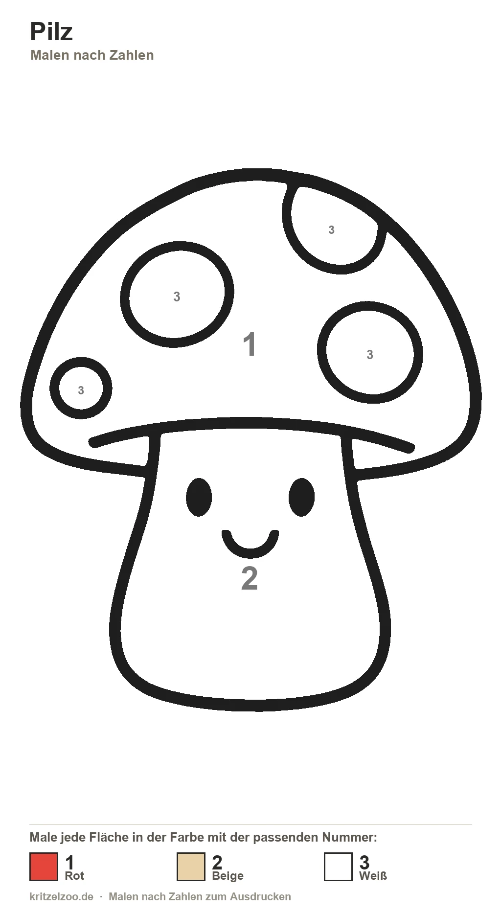 Pilz Malen nach Zahlen Vorlage