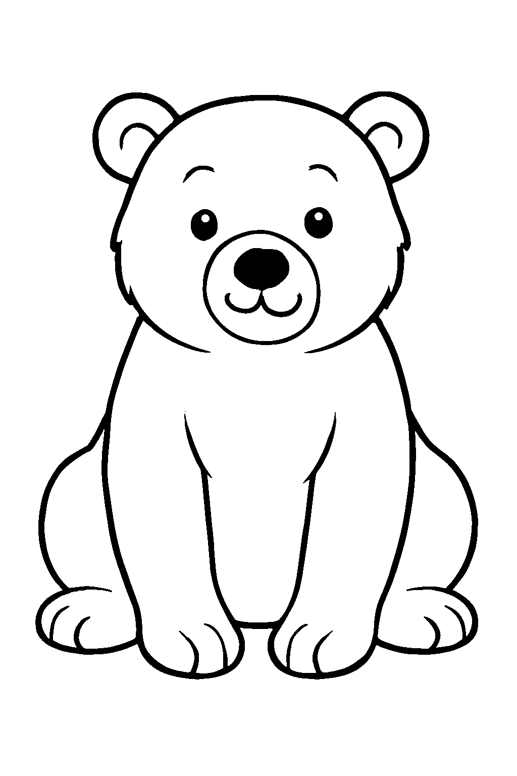 Ausmalbild Bär: klare schwarz-weiße Linienzeichnung zum Ausdrucken und Ausmalen (Variante 1)