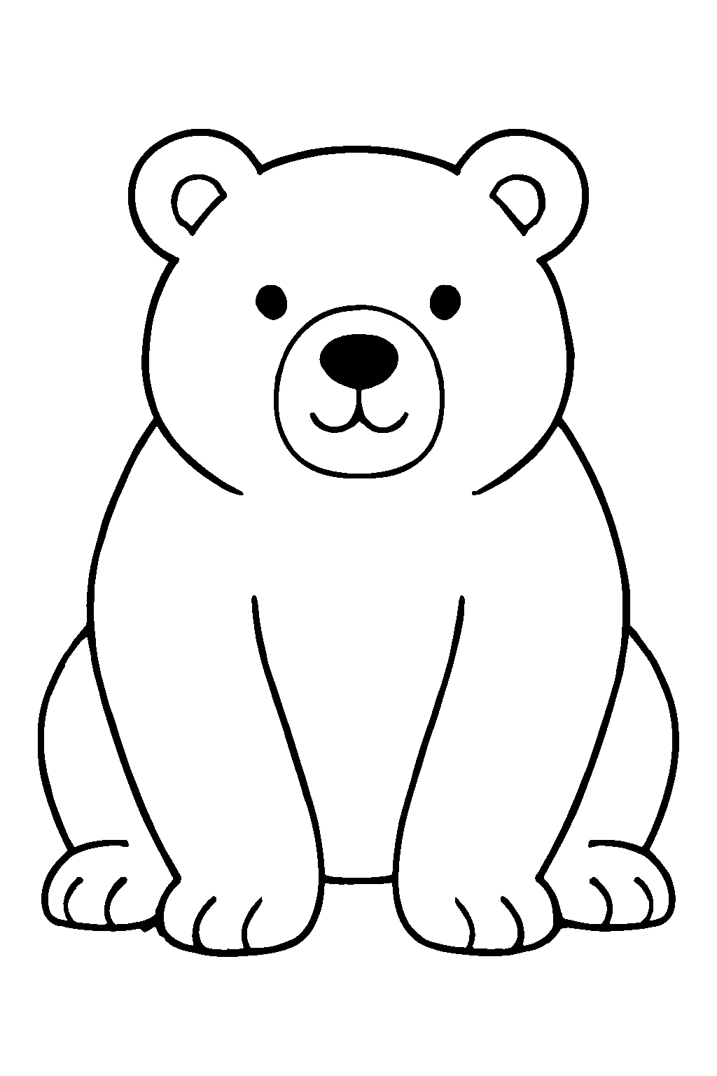 Ausmalbild Bär: klare schwarz-weiße Linienzeichnung zum Ausdrucken und Ausmalen (Variante 2)