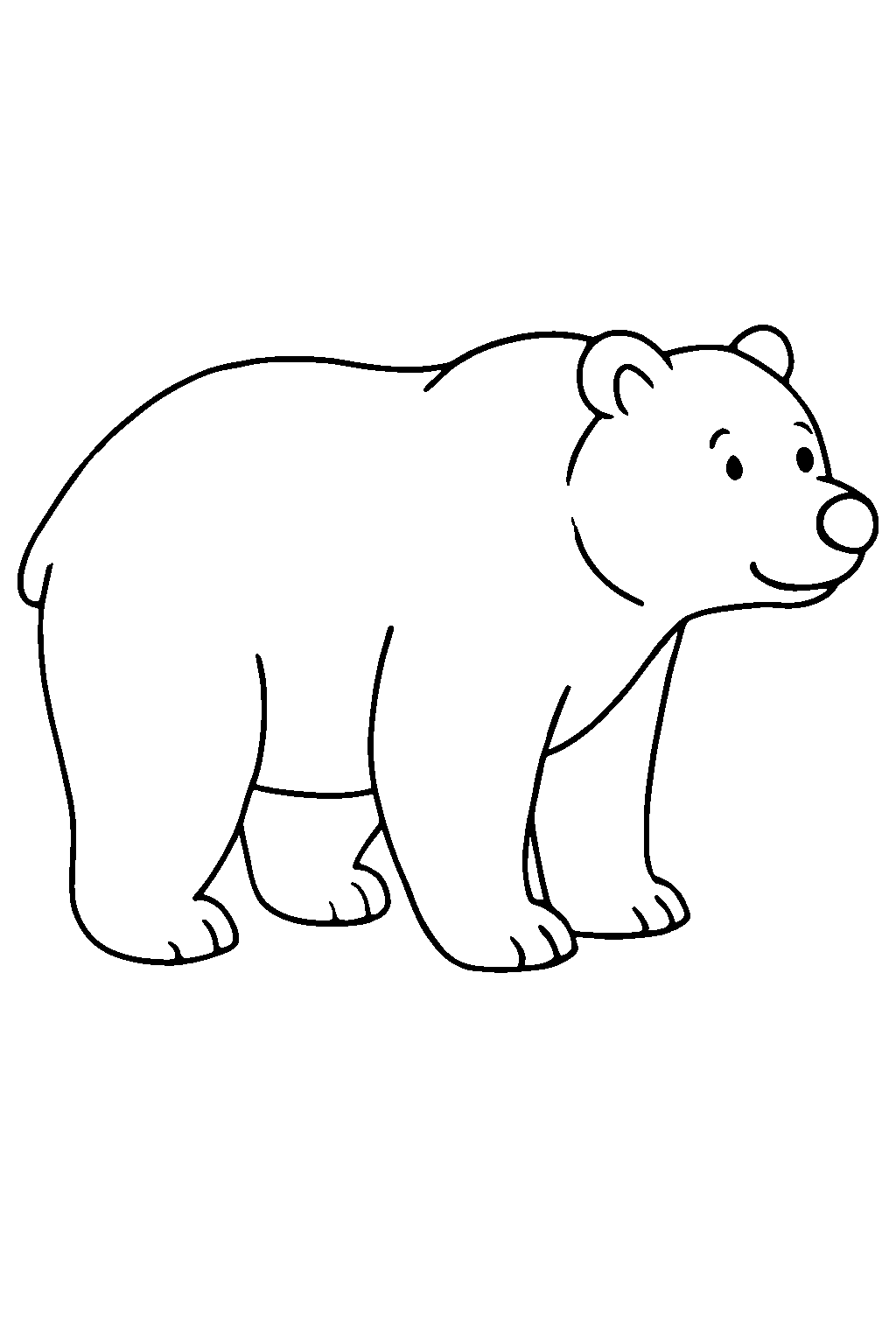 Ausmalbild Bär: klare schwarz-weiße Linienzeichnung zum Ausdrucken und Ausmalen (Variante 3)
