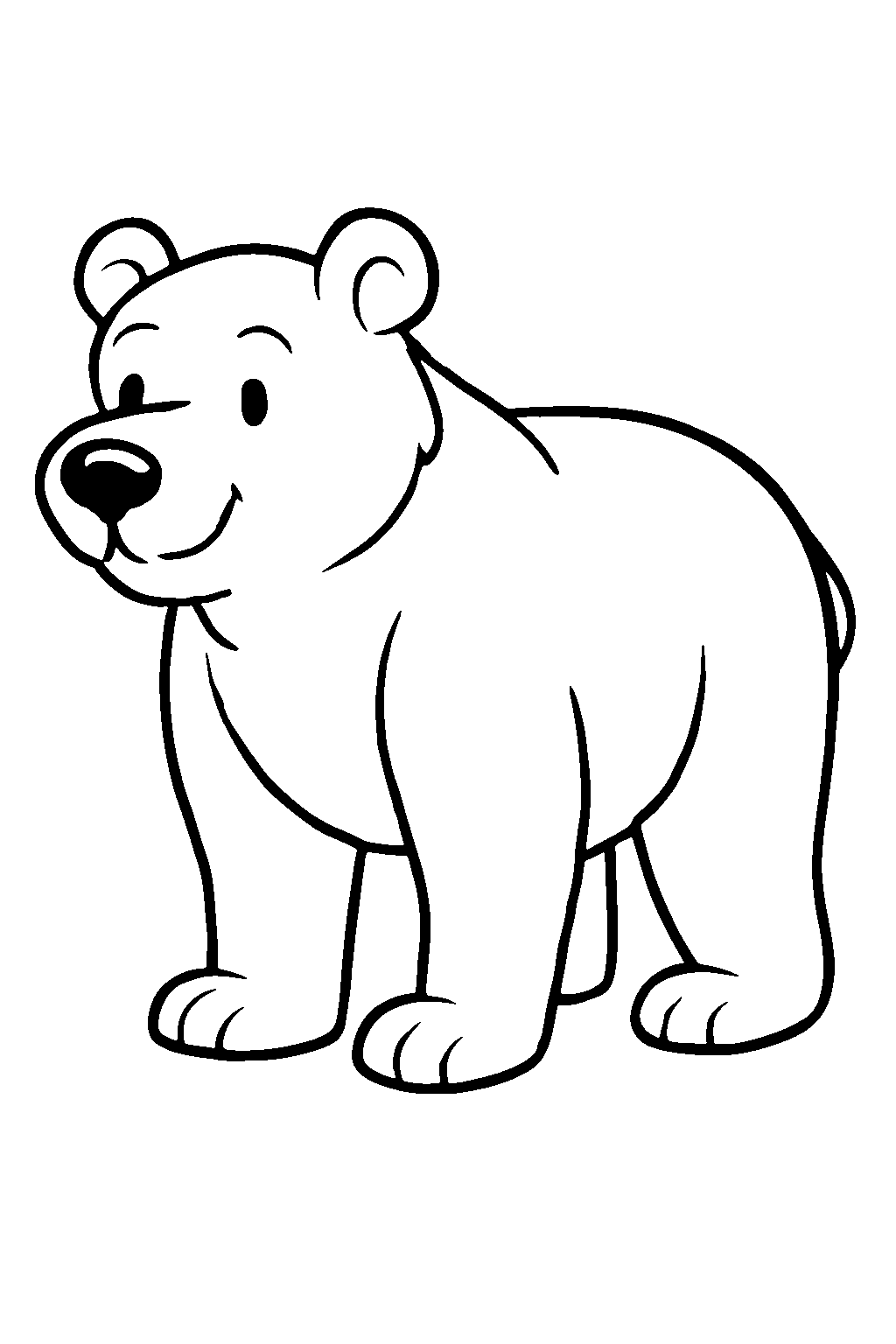 Ausmalbild Bär: klare schwarz-weiße Linienzeichnung zum Ausdrucken und Ausmalen (Variante 4)