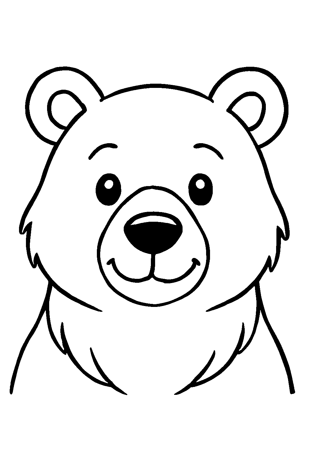 Ausmalbild Bär: klare schwarz-weiße Linienzeichnung zum Ausdrucken und Ausmalen (Variante 5)