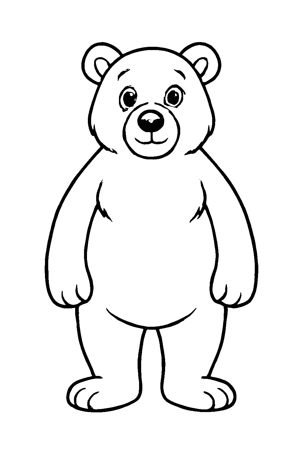 Ausmalbild Bär: klare schwarz-weiße Linienzeichnung zum Ausdrucken und Ausmalen (Variante 6)
