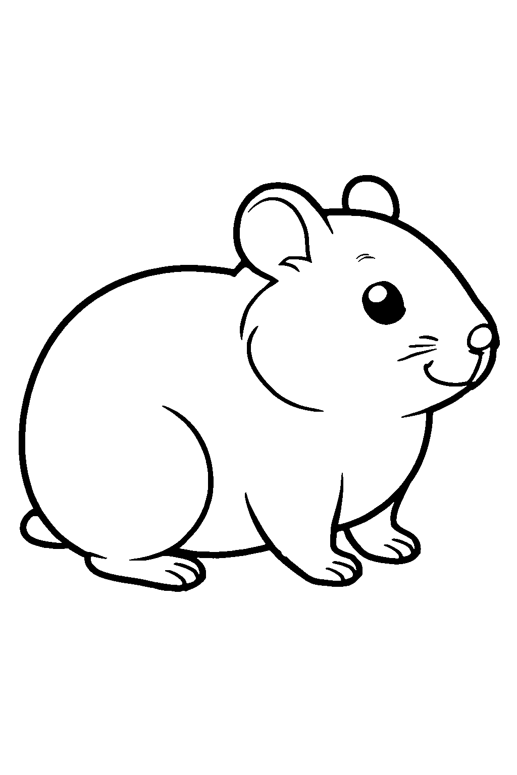 Ausmalbild Hamster: klare schwarz-weiße Linienzeichnung zum Ausdrucken und Ausmalen (Variante 3)