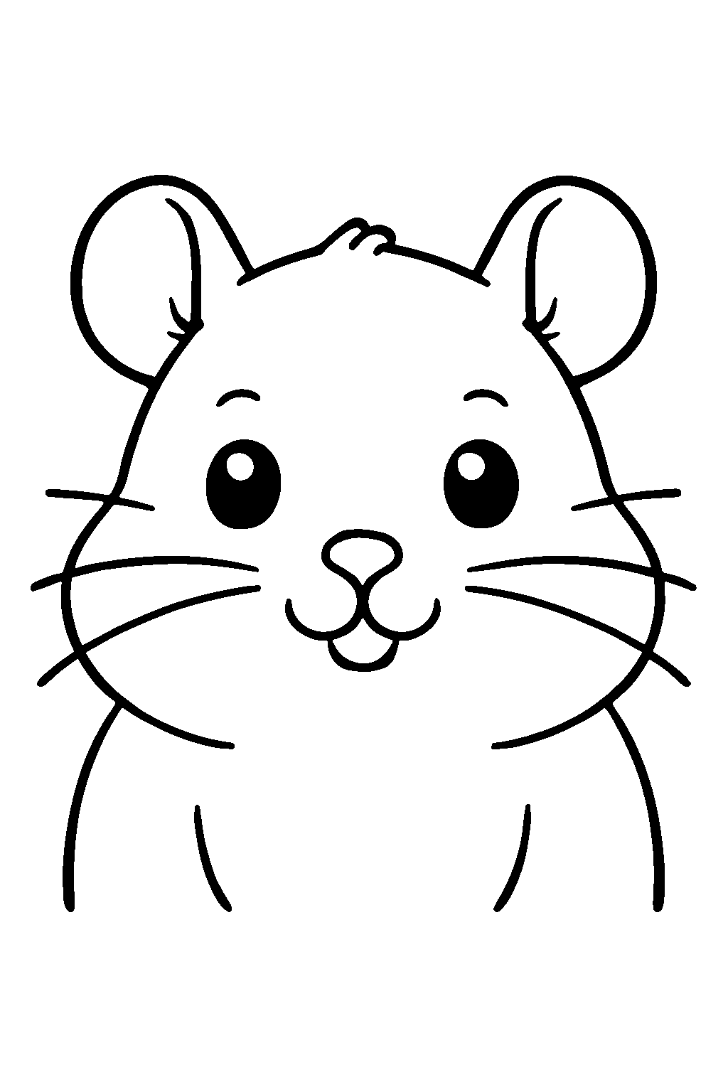 Ausmalbild Hamster: klare schwarz-weiße Linienzeichnung zum Ausdrucken und Ausmalen (Variante 5)