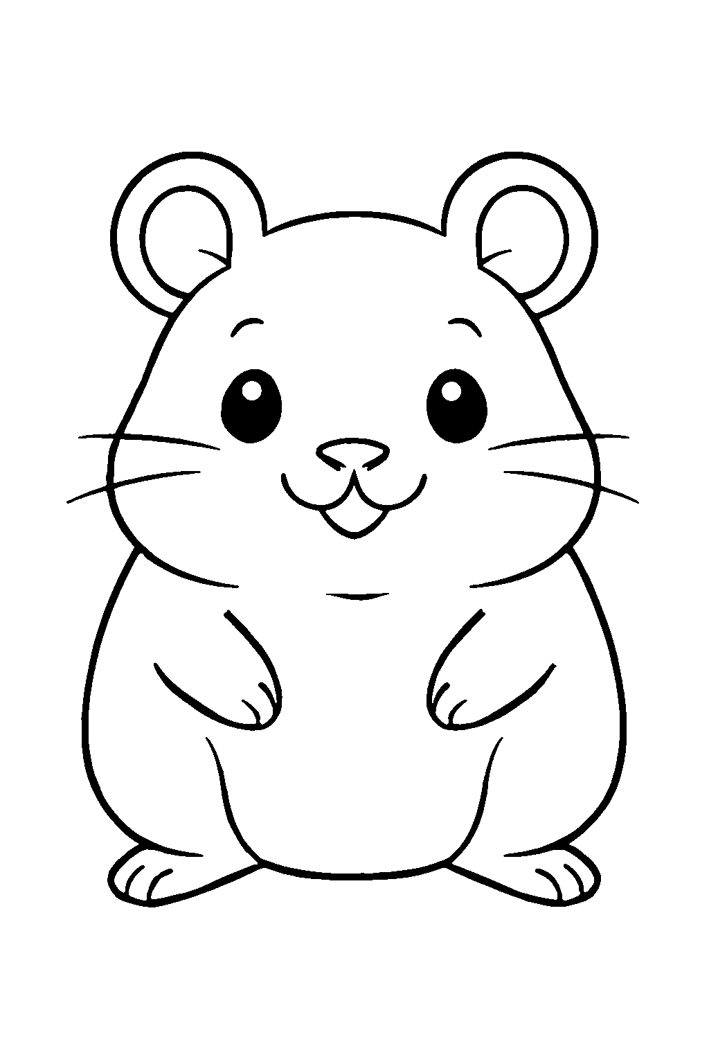Ausmalbild Hamster: klare schwarz-weiße Linienzeichnung zum Ausdrucken und Ausmalen (Variante 6)
