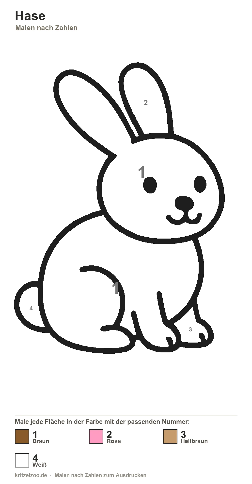 Hase Malen nach Zahlen Vorlage