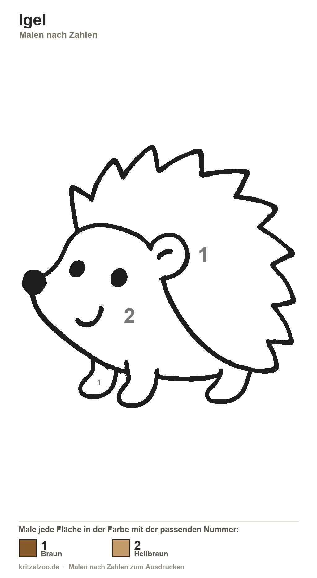 Igel Malen nach Zahlen Vorlage