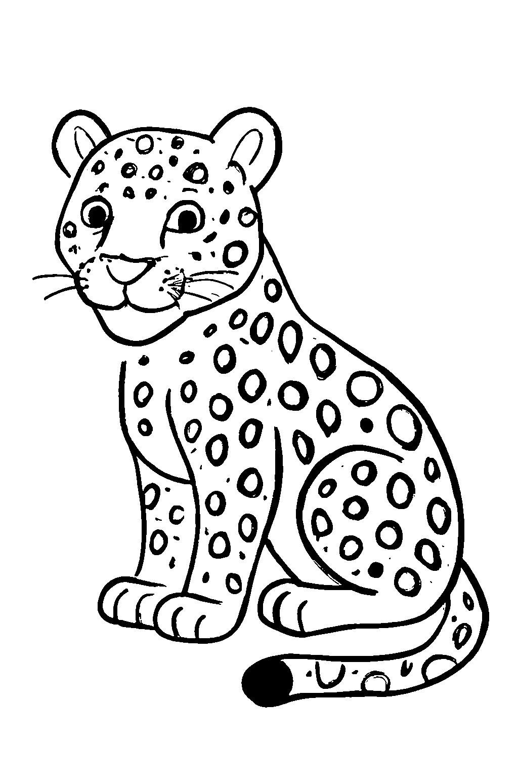 Ausmalbild Jaguar: klare schwarz-weiße Linienzeichnung zum Ausdrucken und Ausmalen (Variante 1)