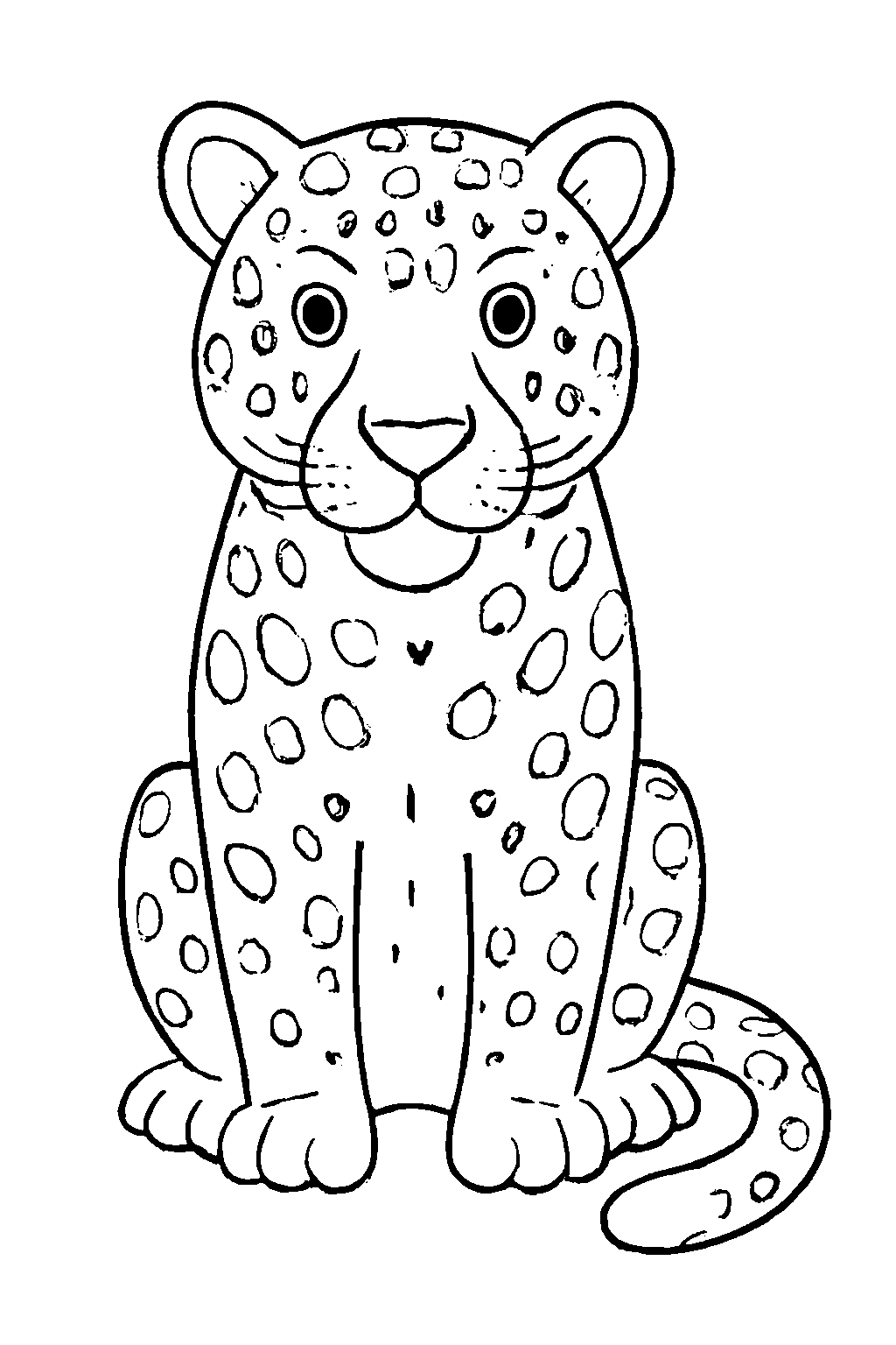Ausmalbild Jaguar: klare schwarz-weiße Linienzeichnung zum Ausdrucken und Ausmalen (Variante 2)