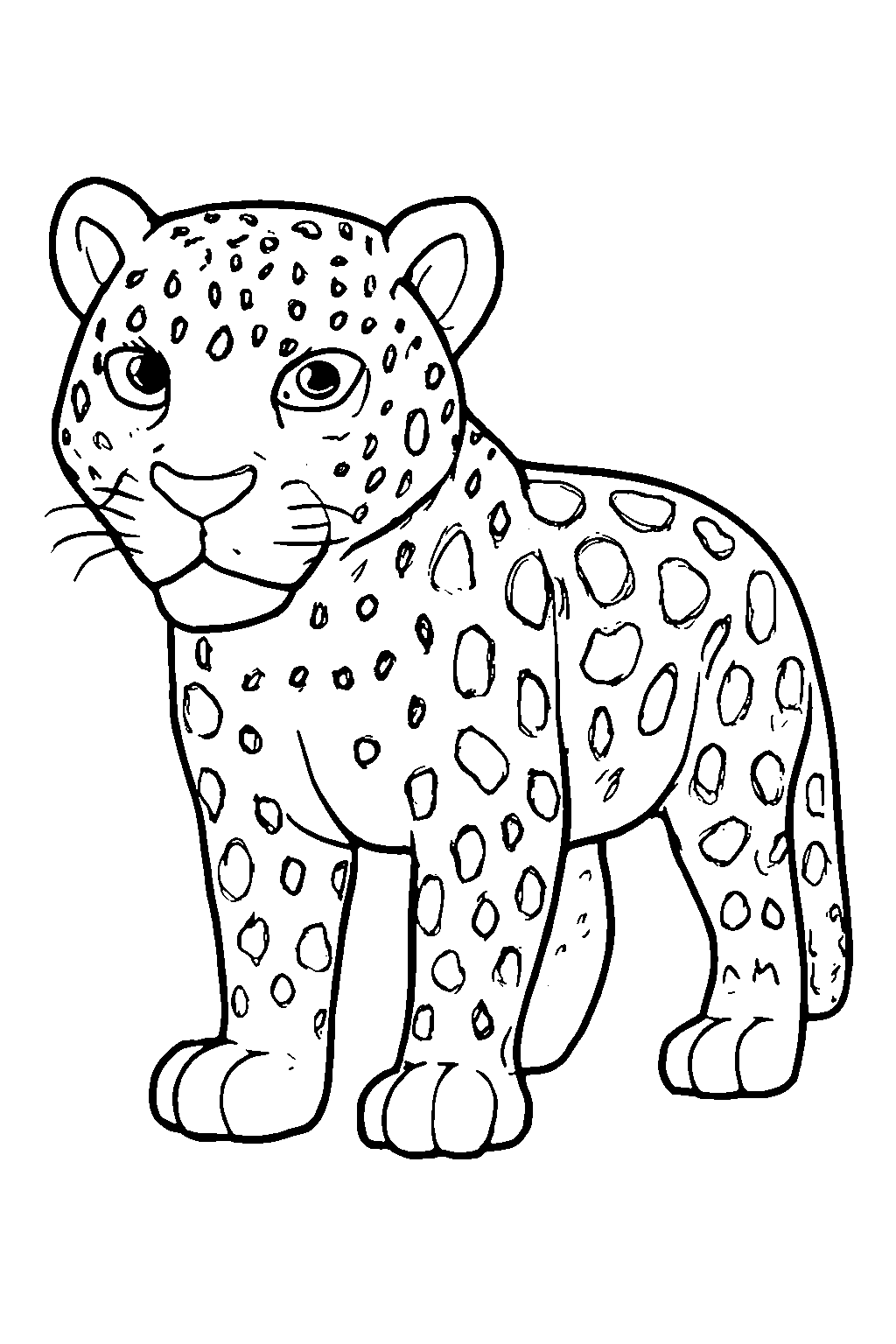 Ausmalbild Jaguar: klare schwarz-weiße Linienzeichnung zum Ausdrucken und Ausmalen (Variante 4)