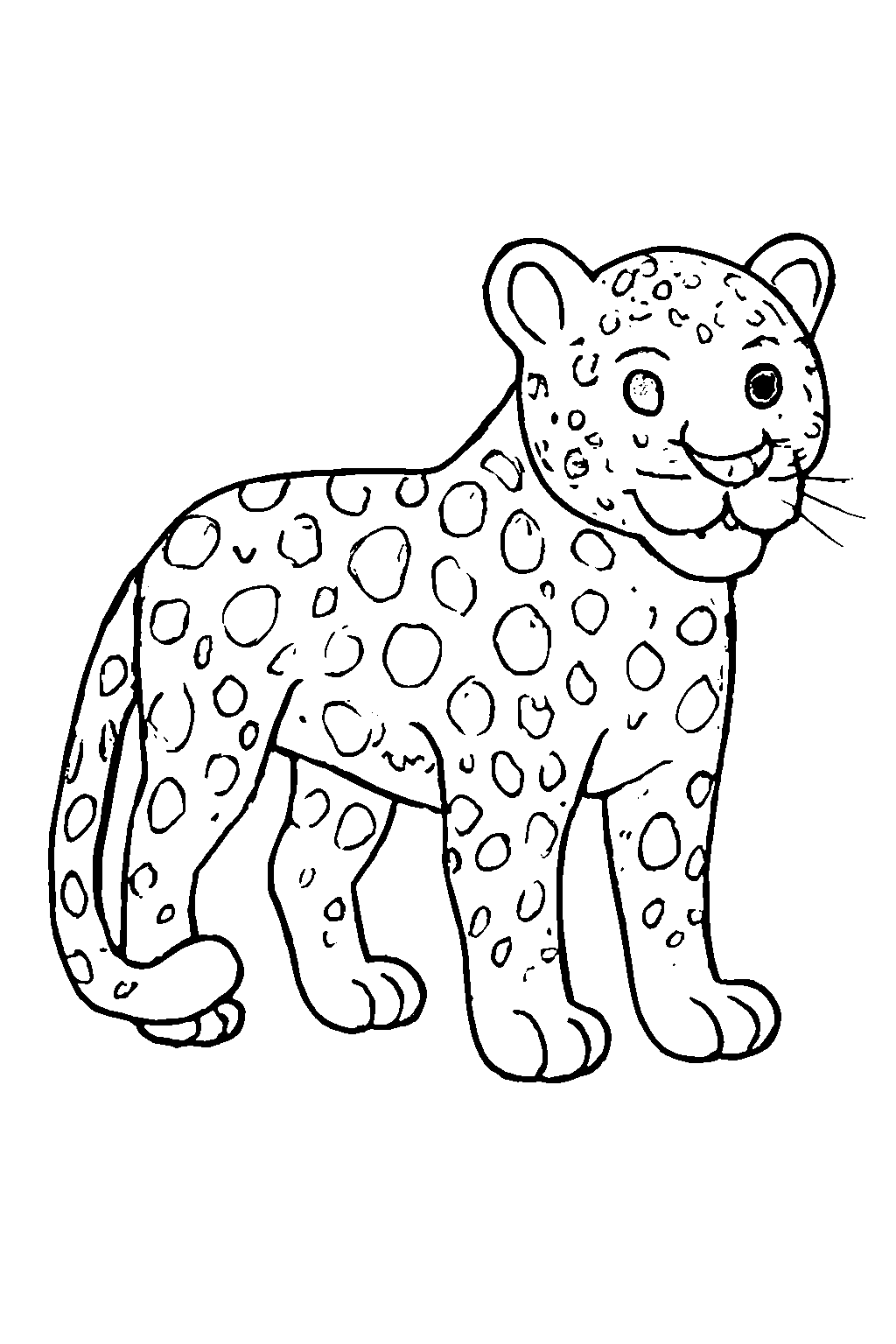 Ausmalbild Jaguar: klare schwarz-weiße Linienzeichnung zum Ausdrucken und Ausmalen (Variante 6)