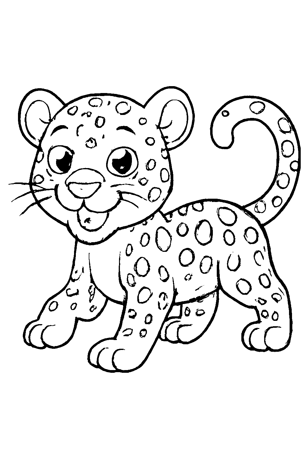Ausmalbild Jaguar: klare schwarz-weiße Linienzeichnung zum Ausdrucken und Ausmalen (Variante 7)