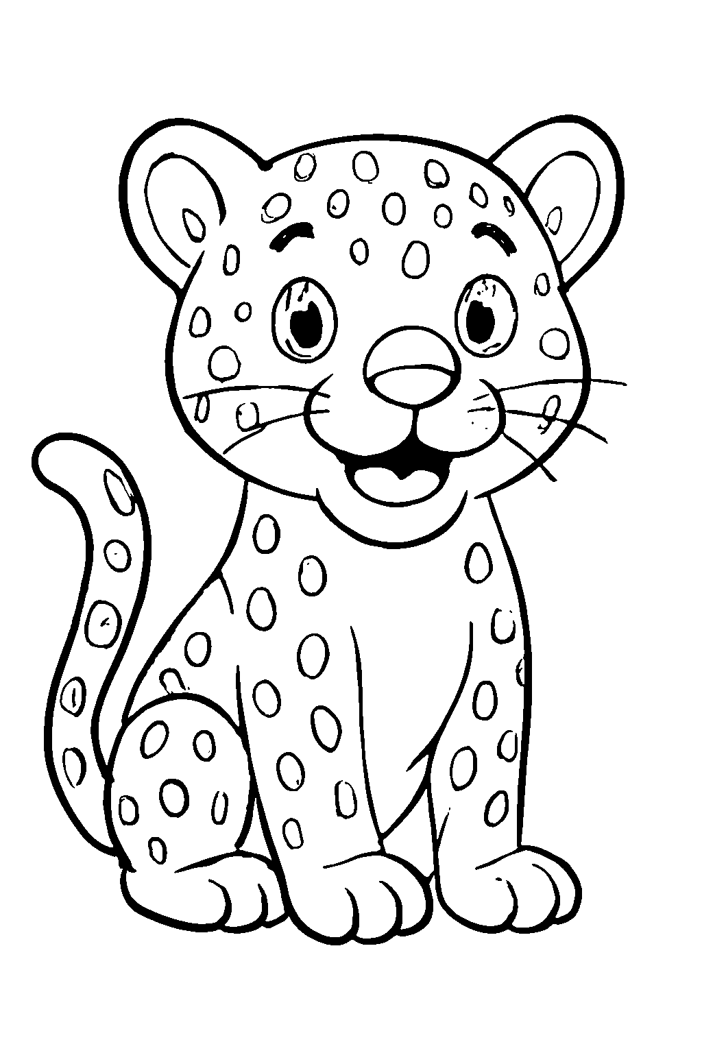 Ausmalbild Jaguar: klare schwarz-weiße Linienzeichnung zum Ausdrucken und Ausmalen (Variante 8)