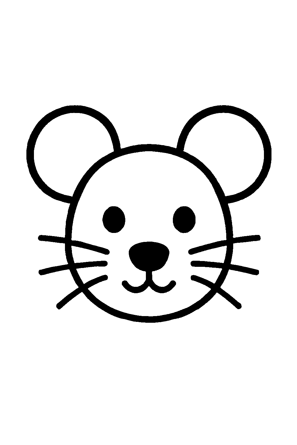 Ausmalbild Maus: einfache schwarz-weiße Linienzeichnung zum Ausdrucken und Ausmalen (Variante 5)