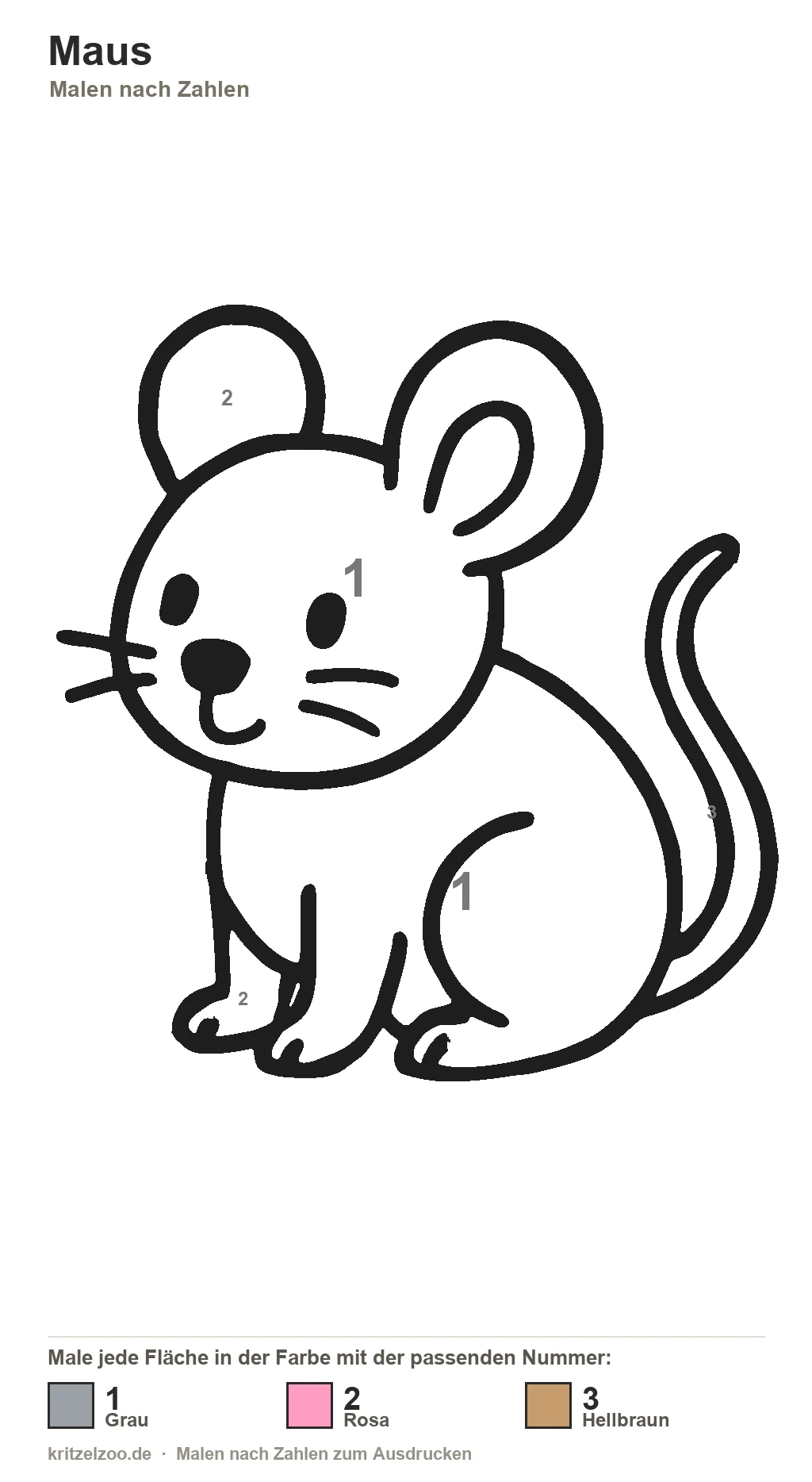 Maus Malen nach Zahlen Vorlage