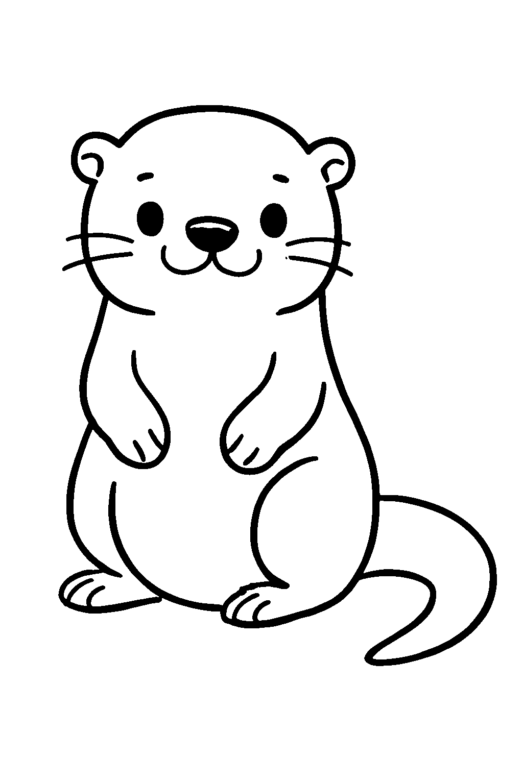 Ausmalbild Otter: klare schwarz-weiße Linienzeichnung zum Ausdrucken und Ausmalen (Variante 1)
