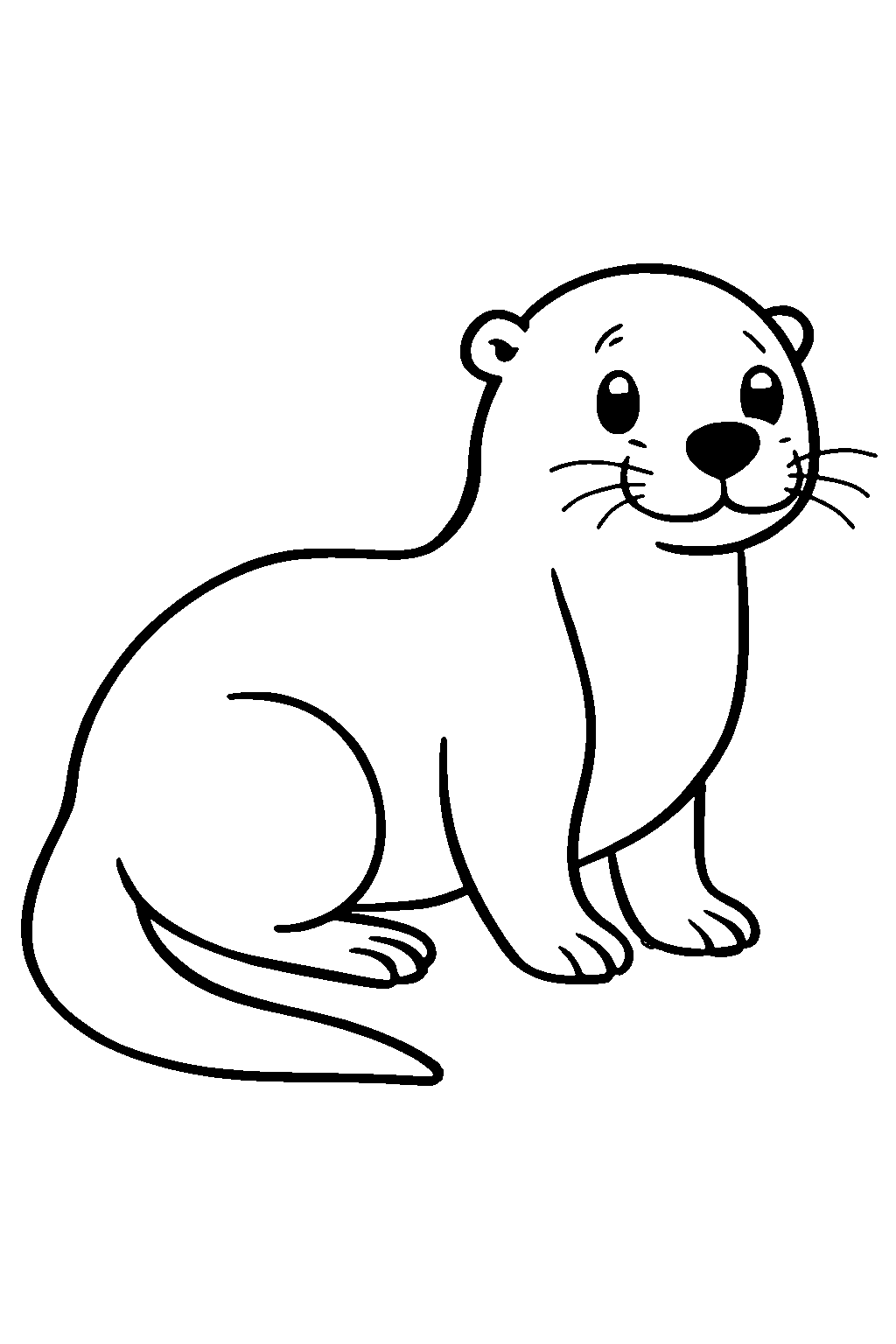 Ausmalbild Otter: klare schwarz-weiße Linienzeichnung zum Ausdrucken und Ausmalen (Variante 3)