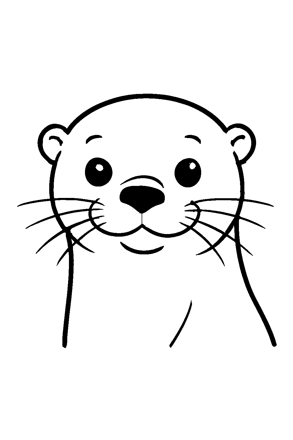 Ausmalbild Otter: klare schwarz-weiße Linienzeichnung zum Ausdrucken und Ausmalen (Variante 5)
