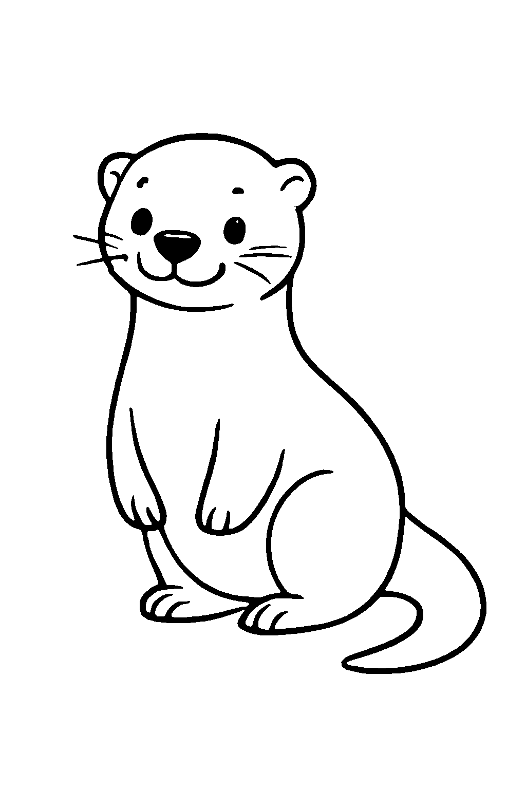 Ausmalbild Otter: klare schwarz-weiße Linienzeichnung zum Ausdrucken und Ausmalen (Variante 6)