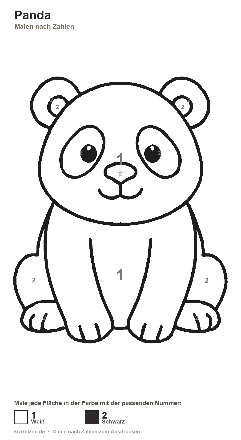 Panda Malen nach Zahlen Vorlage