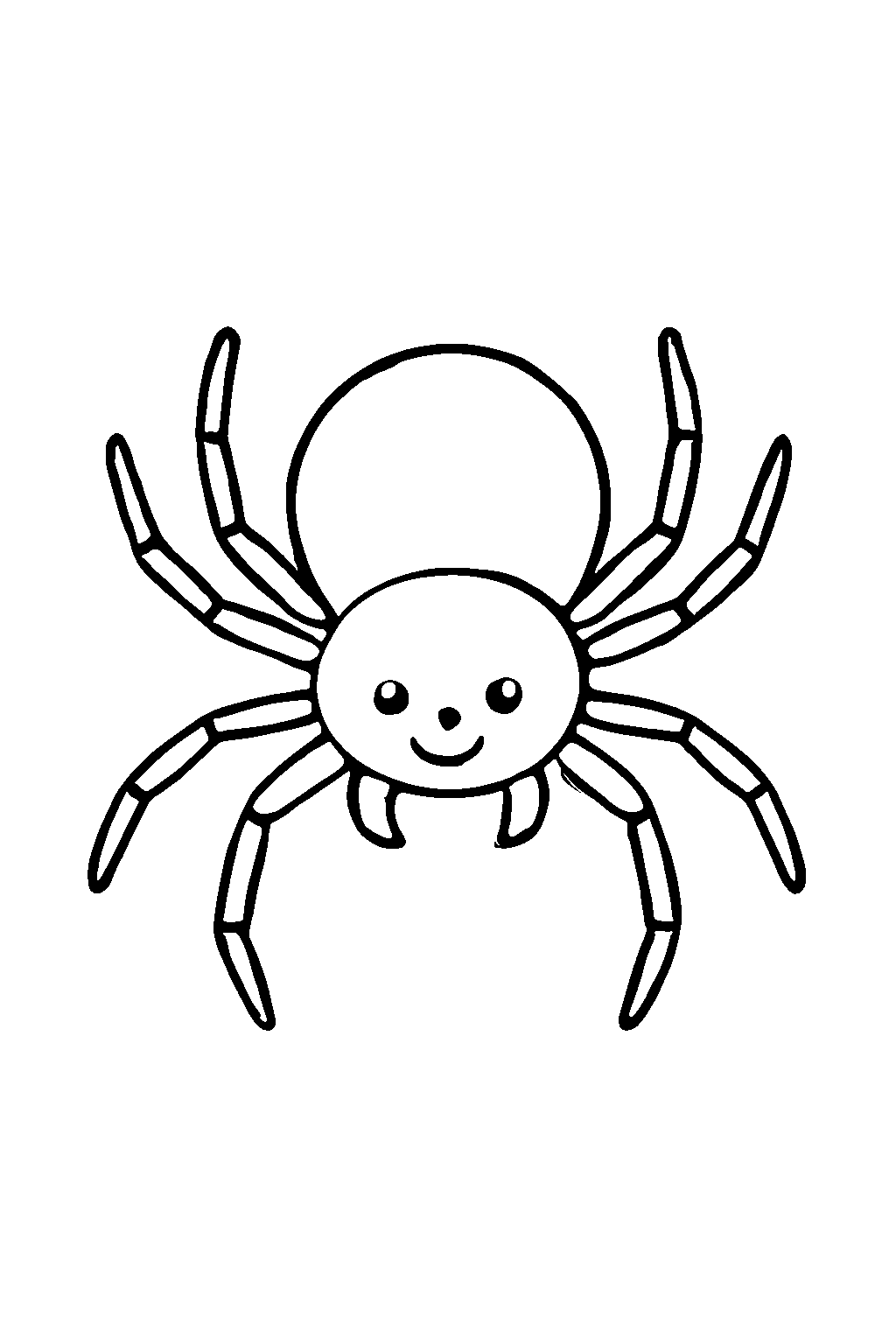 Ausmalbild Spinne: klare schwarz-weiße Linienzeichnung zum Ausdrucken und Ausmalen (Variante 1)