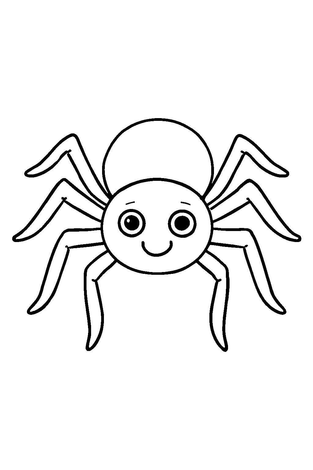 Ausmalbild Spinne: klare schwarz-weiße Linienzeichnung zum Ausdrucken und Ausmalen (Variante 11)