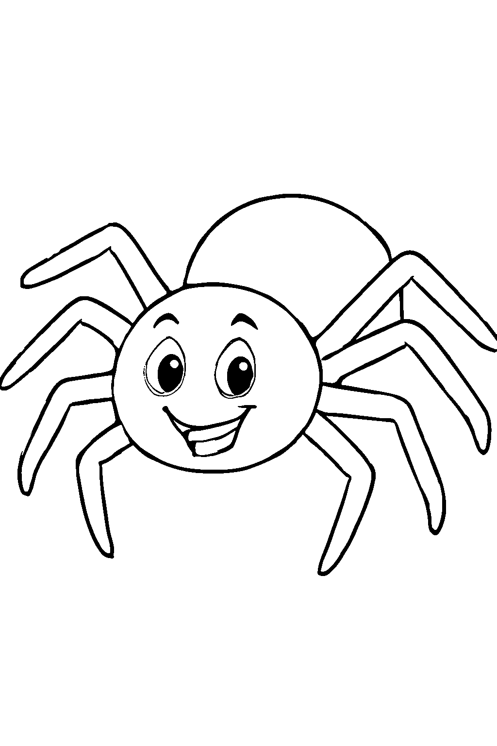 Ausmalbild Spinne: klare schwarz-weiße Linienzeichnung zum Ausdrucken und Ausmalen (Variante 8)